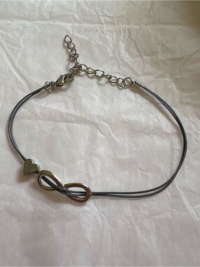 Infinity & Heart Cord Bracelet - Gray